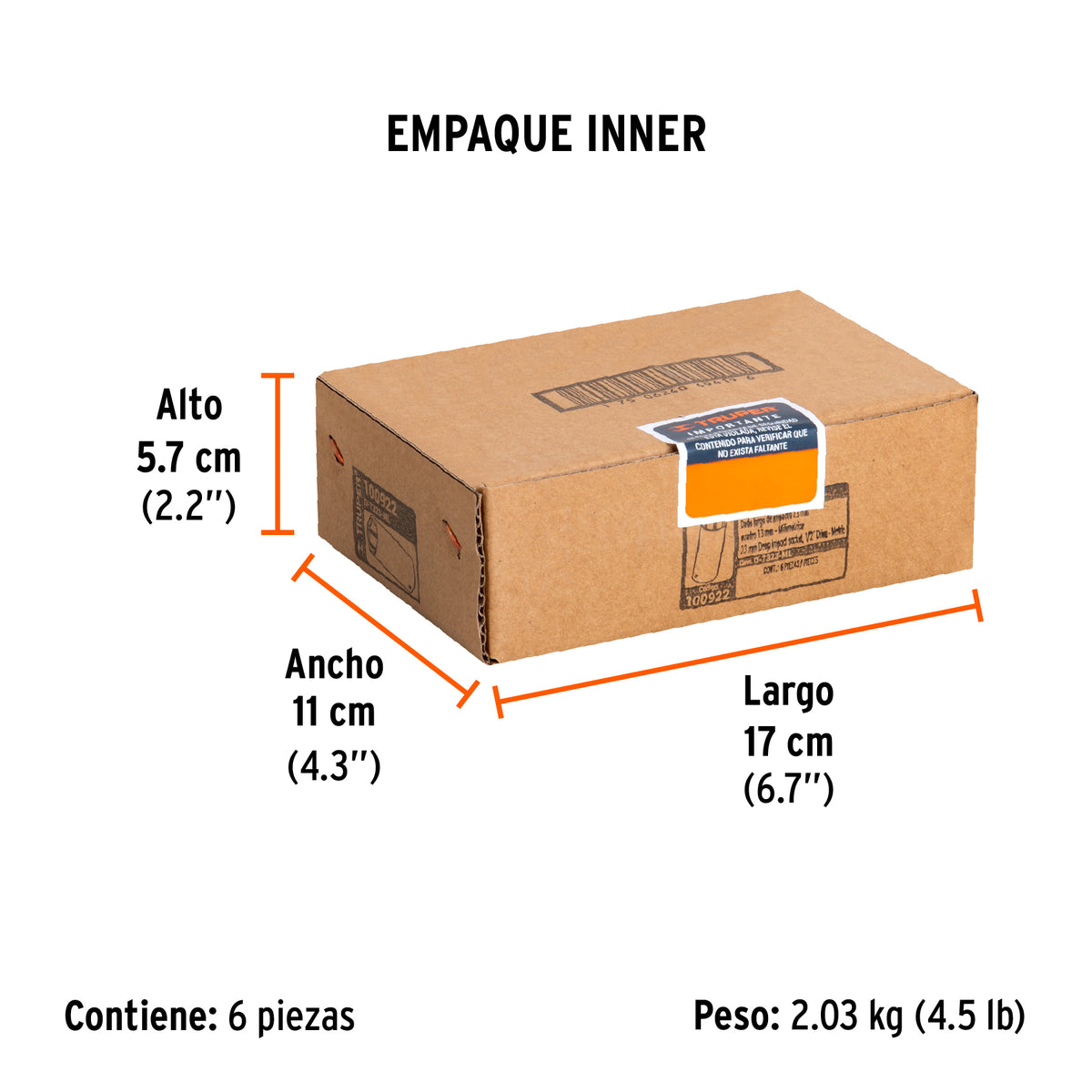 Dado largo impacto de 23 mm, 6 puntas, cuadro 1/2', TRUPER, Truper, SKU 100922 — vista 6