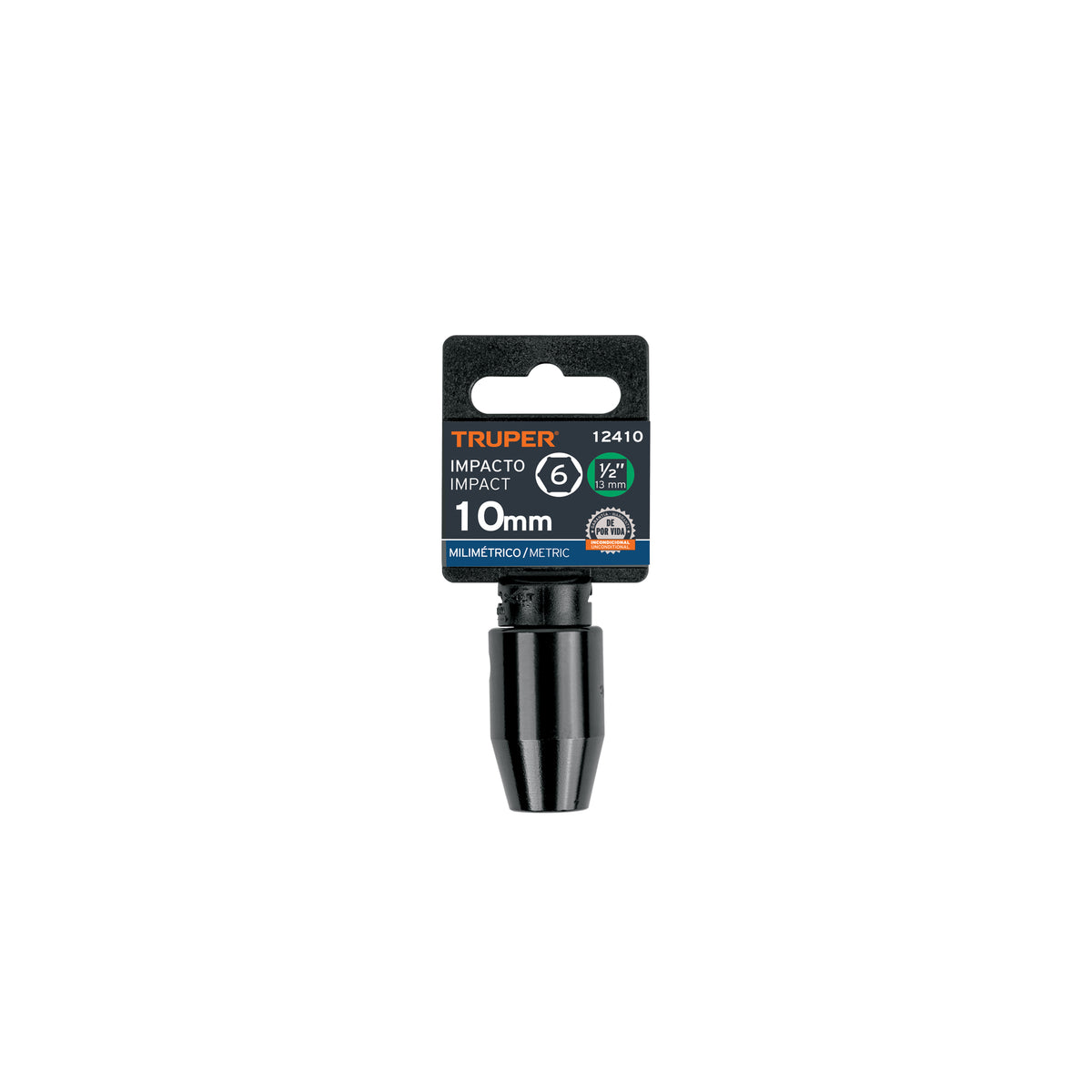 Dado cuadro 1/2' de impacto 6 puntas de 10 mm, TRUPER — foto oficial 2