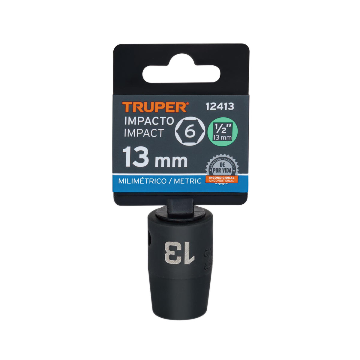 Dado cuadro 1/2' de impacto 6 puntas de 13 mm, TRUPER — foto oficial 2