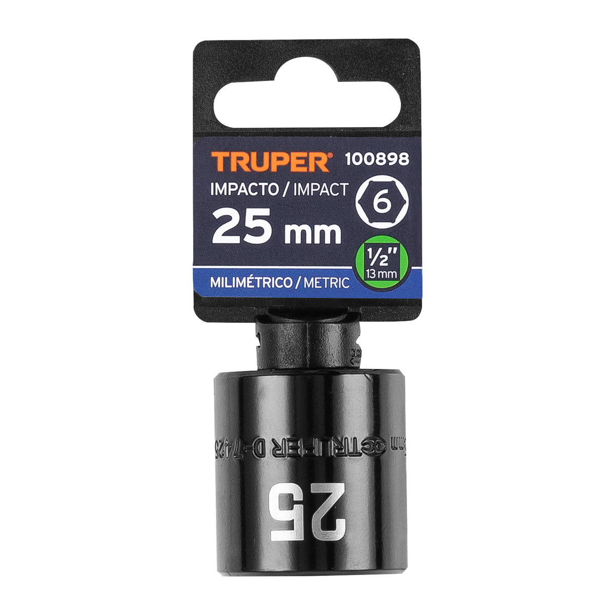 Dado de impacto de 25 mm, 6 puntas, cuadro 1/2', TRUPER — foto oficial 2