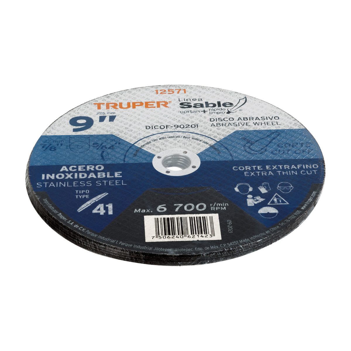 Disco abrasivo de corte preciso acero inox 9' x 2 mm TRUPER — foto oficial 2