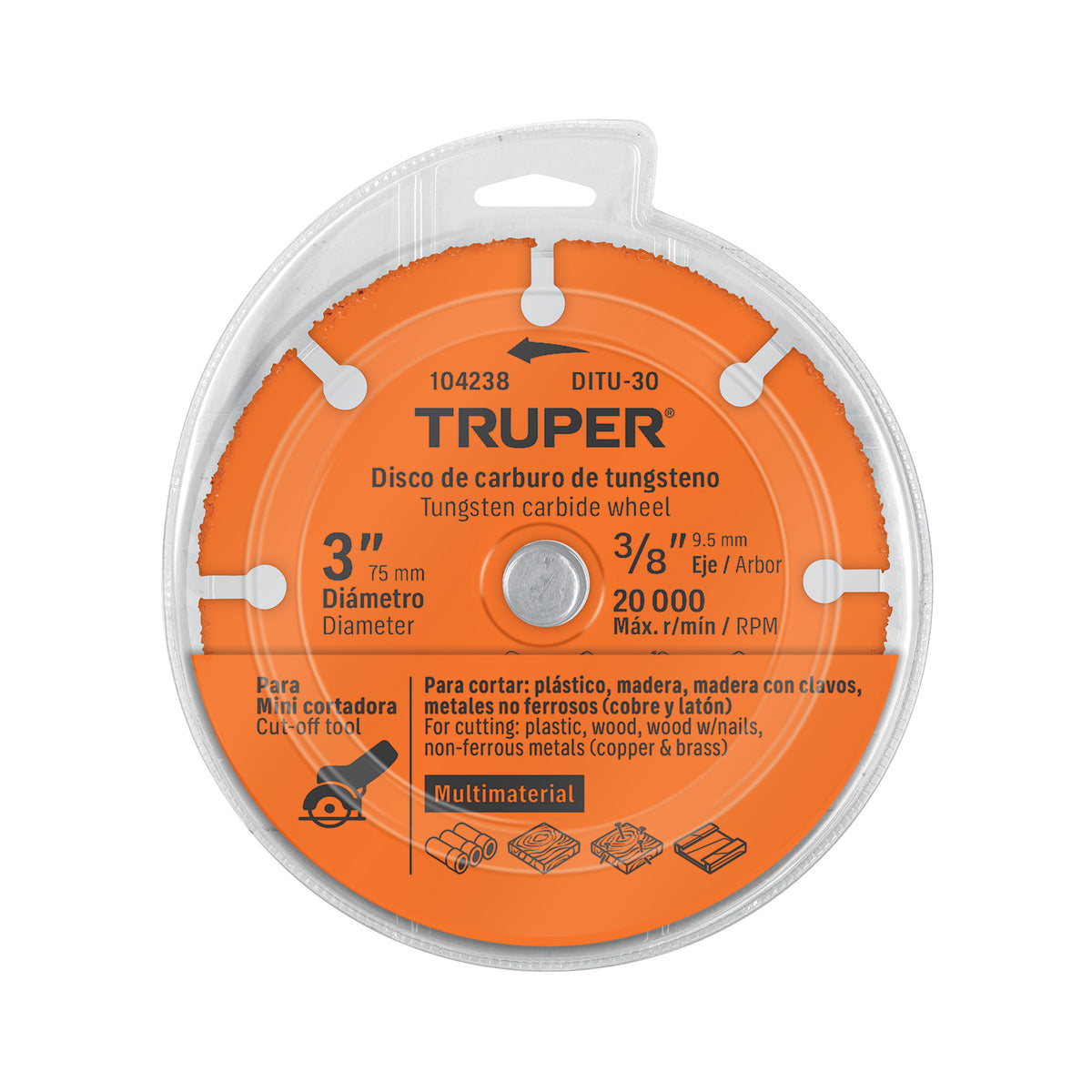 Disco 3' multimaterial de carburo de tungsteno, TRUPER — foto oficial 2