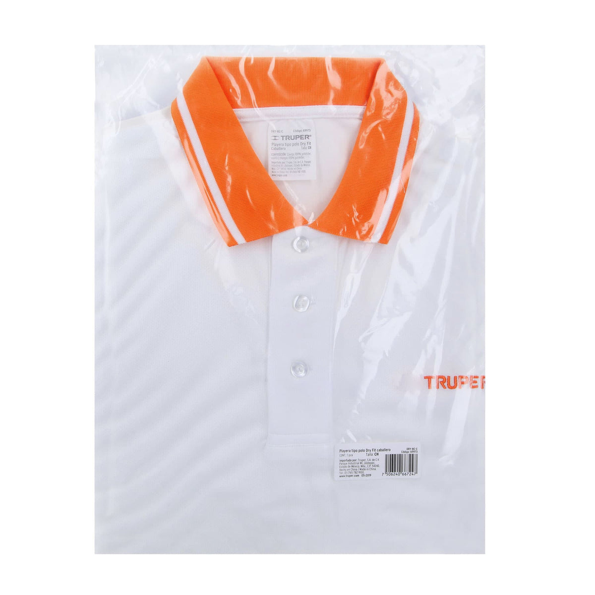 Playera polo performance para hombre blanca CH, TRUPER — foto oficial 2