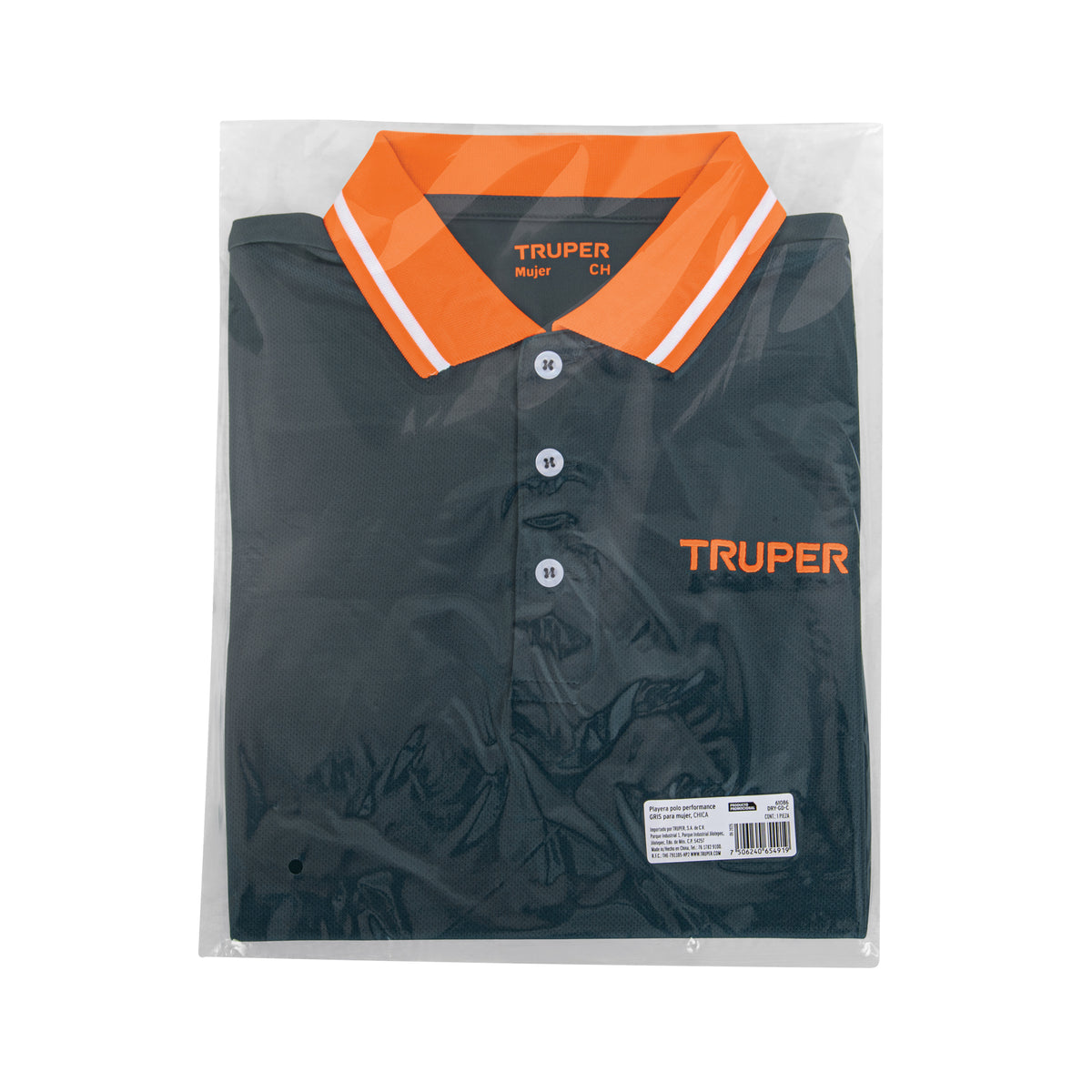Playera polo performance para mujer gris CH TRUPER — foto oficial 2