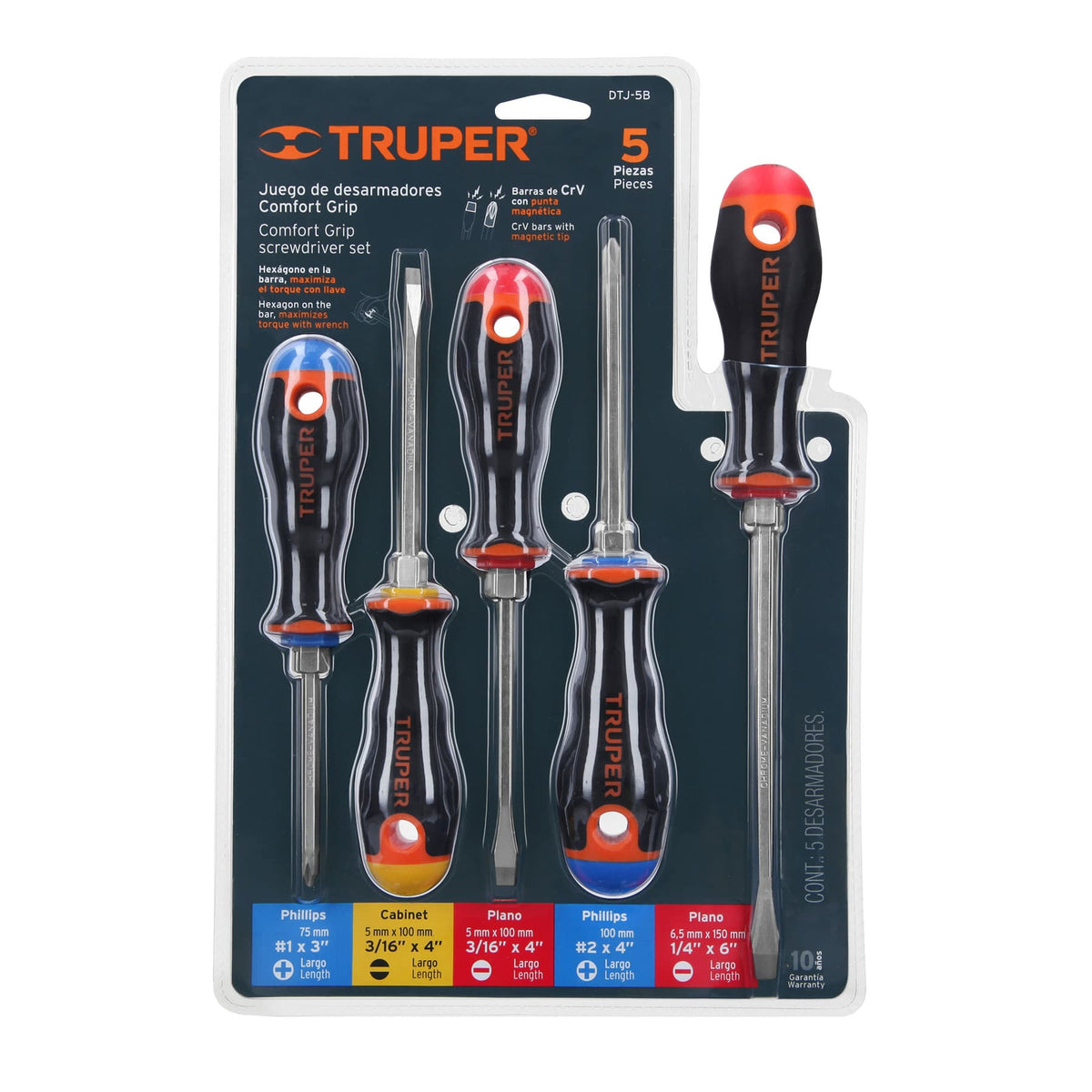Juego de 5 desarmadores mango Comfort Grip TRUPER — foto oficial 2