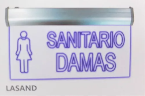 Letrero LED Sanitario Damas Azul Emergencia 4W 90-265V