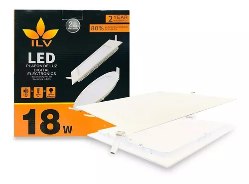 PANEL LED SLIM CUADRADO DE LUZ FRIA EMPOTRADO 18W 90-277V 1640LM 65K