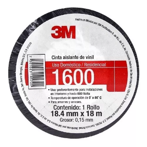CINTA DE AISLAR 3M TEMFLEX 1600 NEGRA 3M600
