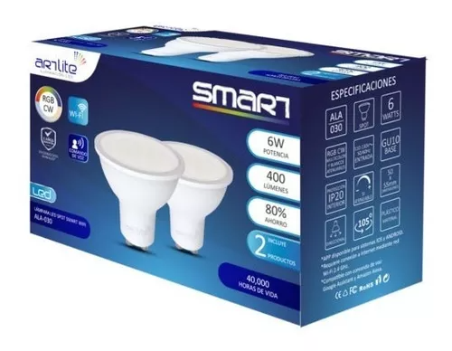 Paquete 2 Focos Inteligentes RGB Y Blancos GU10 6W 110-130V 400LM