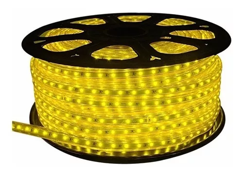Manguera LED 2835 De 25mts Para Exterior Ámbar 4w X M Tira Cinta 127V 3500LM IP65 WMA-011