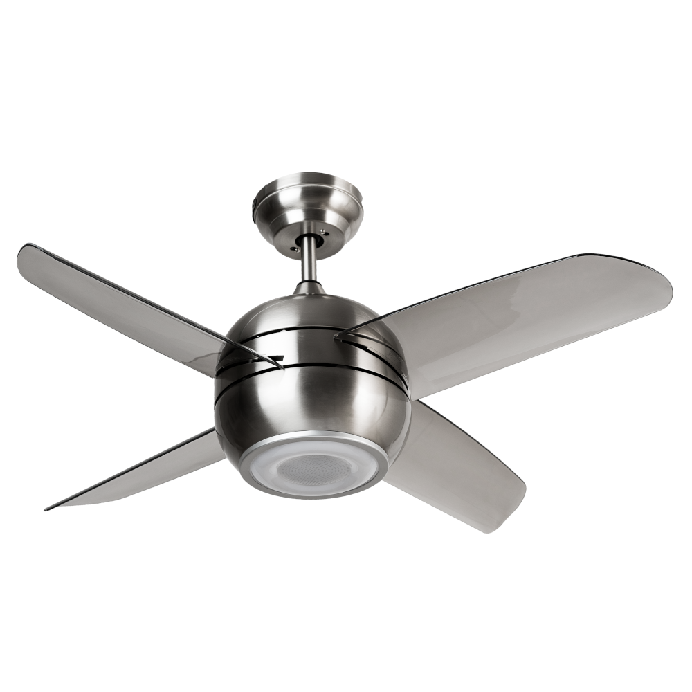 ABANICO SATINADO DUBAI 38" CON SONIDO INCLUYE BOCINA Y LED INTEGRADO BLUETOOTH