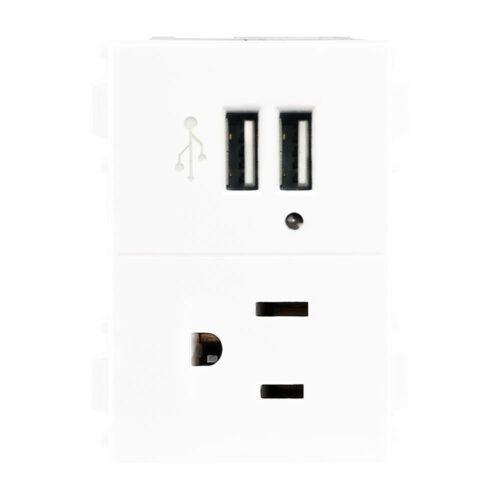 CONTACTO 2P+T+2 TOMAS USB 2.1 AMPS BLANCO