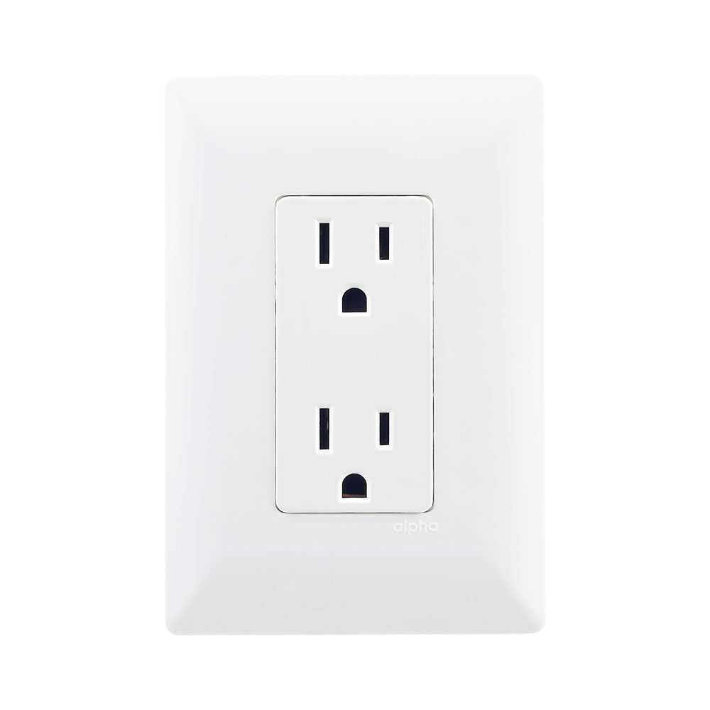 CONTACTO DUPLEX CON PLACA ALPHA BLANCO