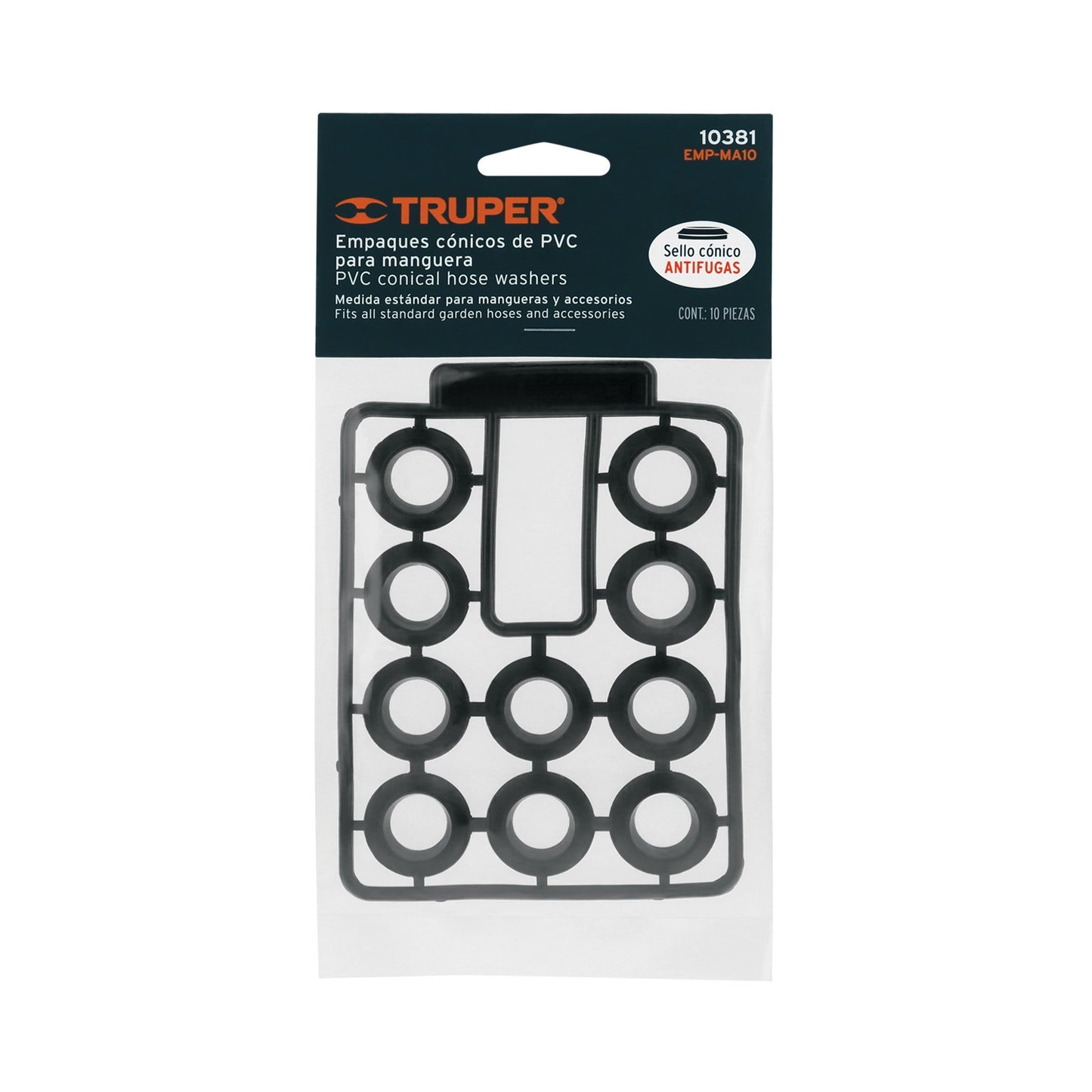 BOLSA 3PZS EMPAQUE DE HULE PARA MANGUERA PVC ANTIFUGA TRUPER 10381 EMP-MA10