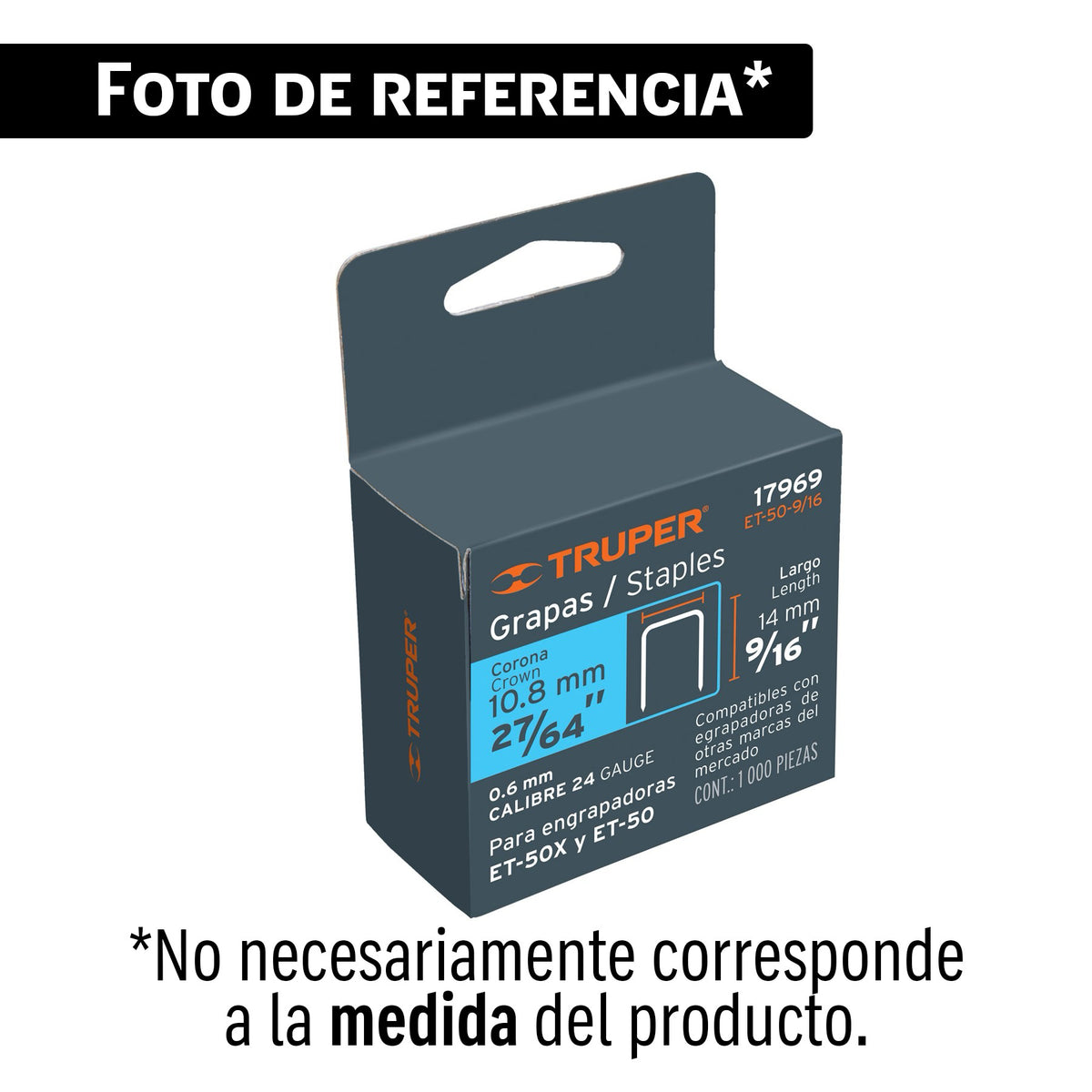 Caja con 5000 grapas estándar para ET-26, TRUPER — foto oficial 1