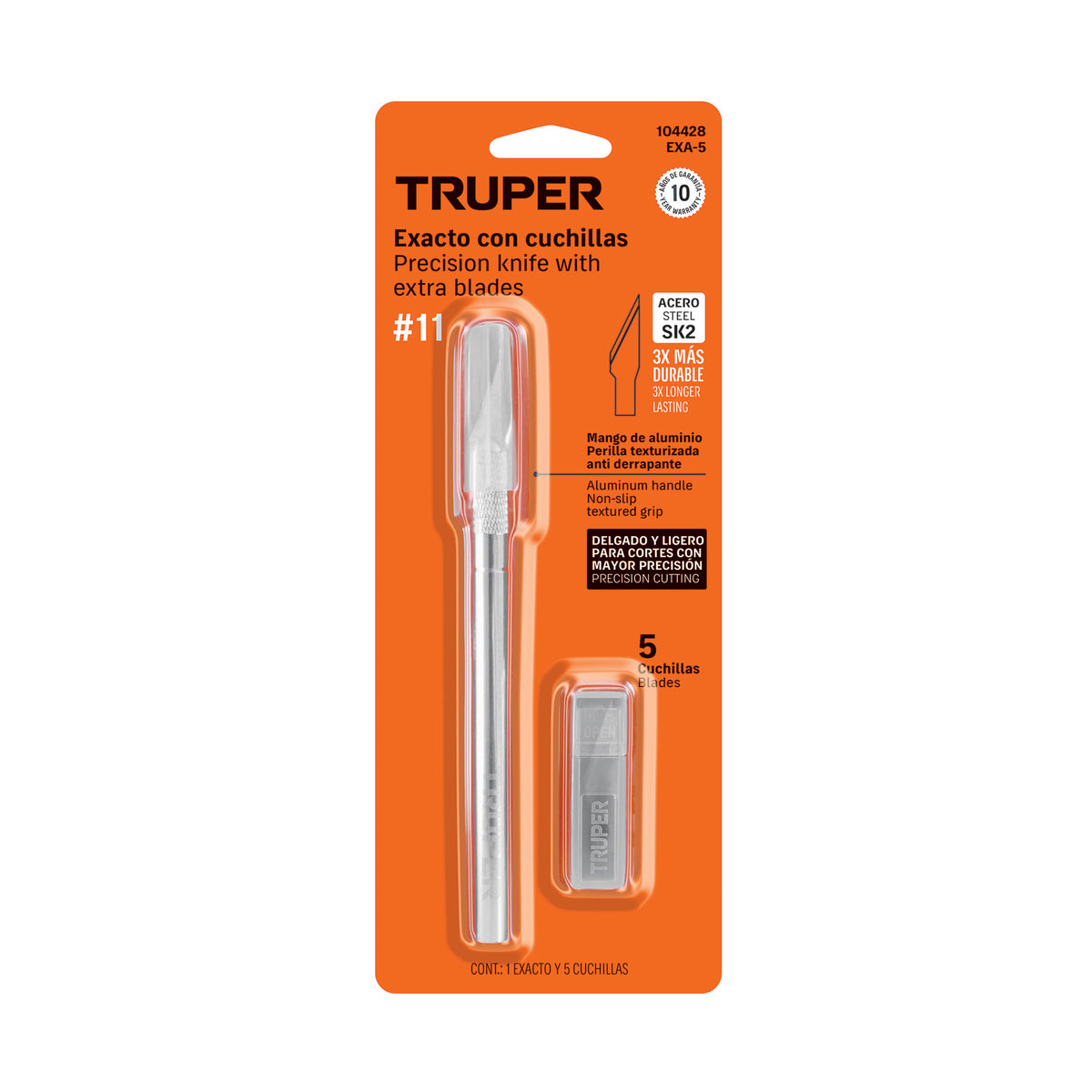 Exacto 6' ligero con 5 cuchillas de acero SK2, TRUPER — foto oficial 2