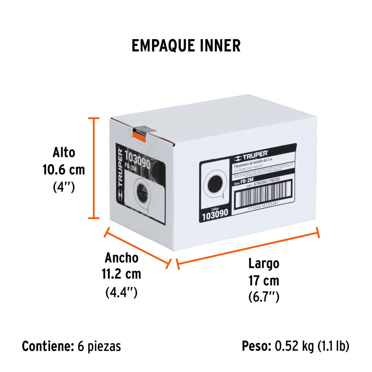 Flexómetro de bolsillo 2 m cinta 13 mm, TRUPER, Truper, SKU 103090 — vista 6
