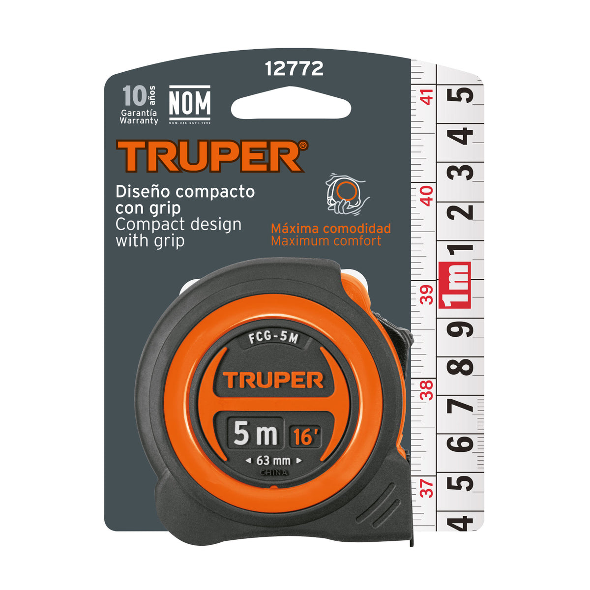 Flexómetro compacto contra impactos 5 m cinta 19 mm TRUPER — foto oficial 2