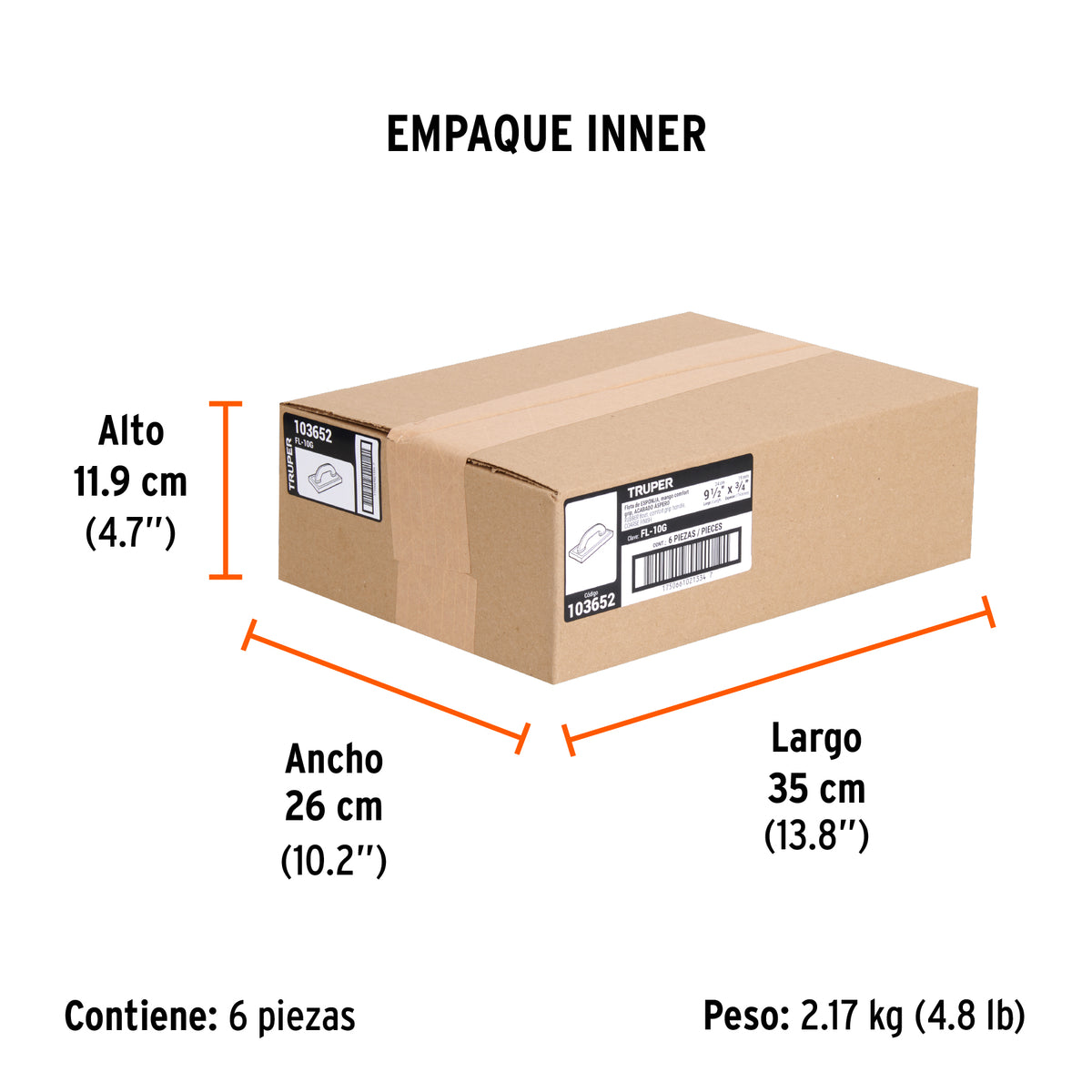 Flota esponja 9 1/2', esp. 3/4' acabado áspero, Comfort Grip, Truper, SKU 103652 — vista 6
