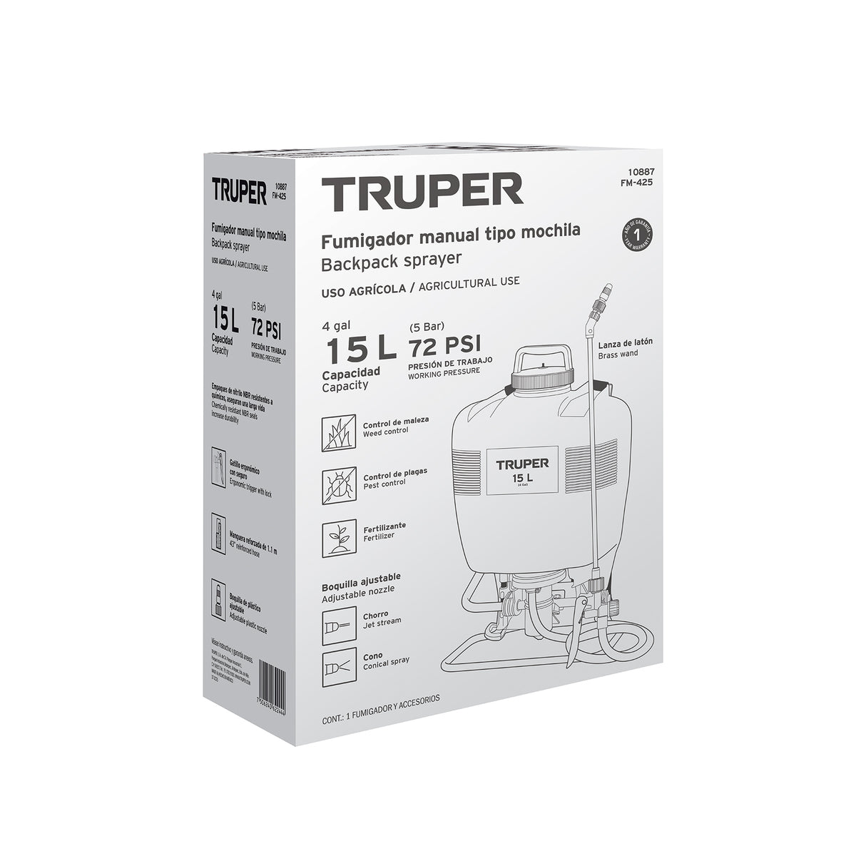 Fumigador de 15 L manual de mochila, TRUPER — foto oficial 2