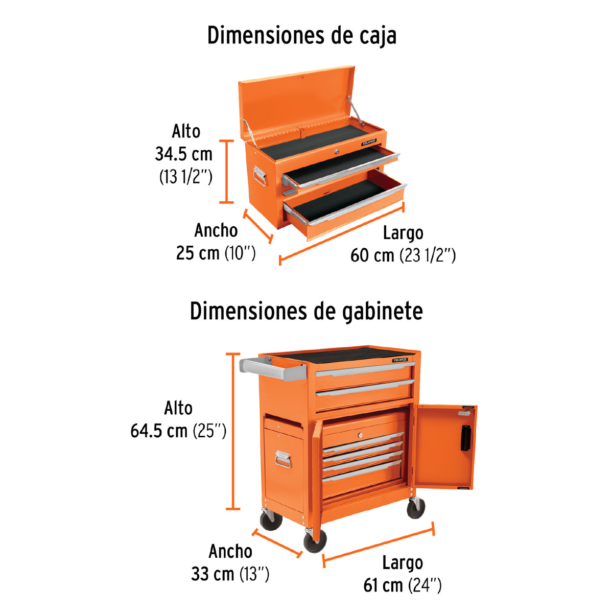Gabinete metálico móvil, 6 cajones, 2 compartimentos, TRUPER, Truper, SKU 102938 — vista 4
