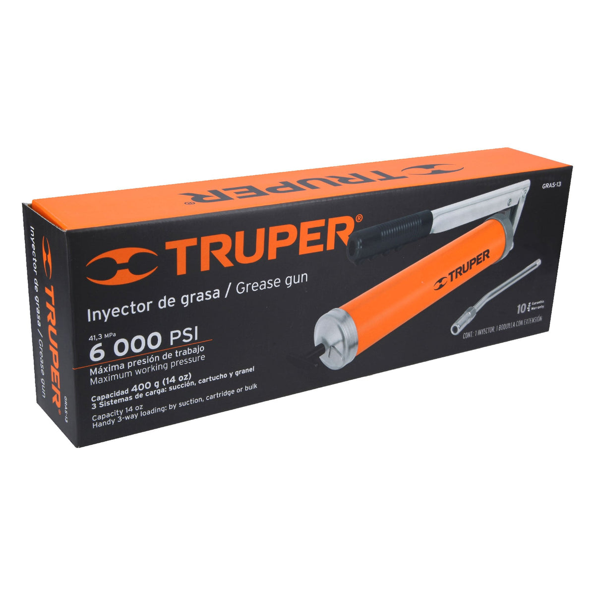 Inyectora de grasa 14 oz 6000 PSI con grip antiderrapante — foto oficial 2