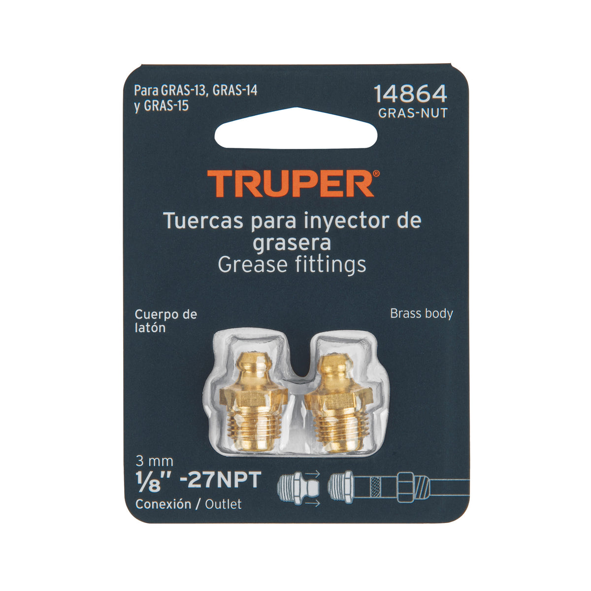 Tuercas para inyectores de grasa 2 piezas TRUPER — foto oficial 2