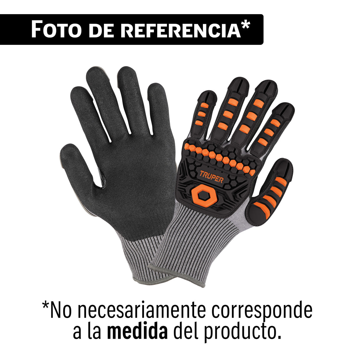 Guantes con protección anti-impacto TPR y nitrilo, M, TRUPER — foto oficial 1