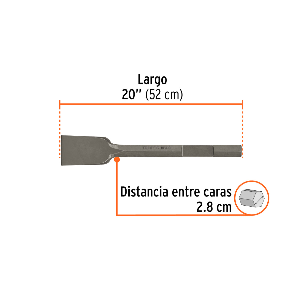 Cincel pala zanco hexagonal de 3' x 16', TRUPER, Truper, SKU 101232 — vista 3