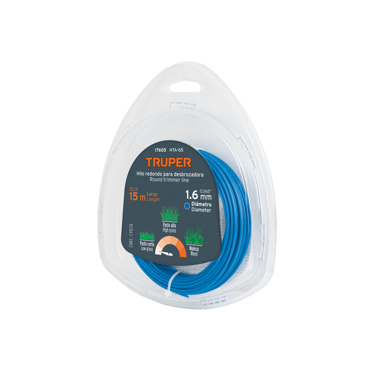 Hilo redondo para desbrozadora 1.6mm x 15m blíster TRUPER — foto oficial 1