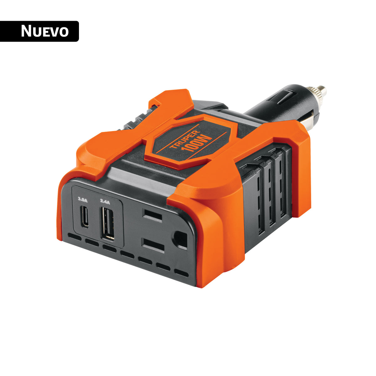 Inversor de corriente de 100 W con puertos USB A y C, TRUPER — foto oficial 1