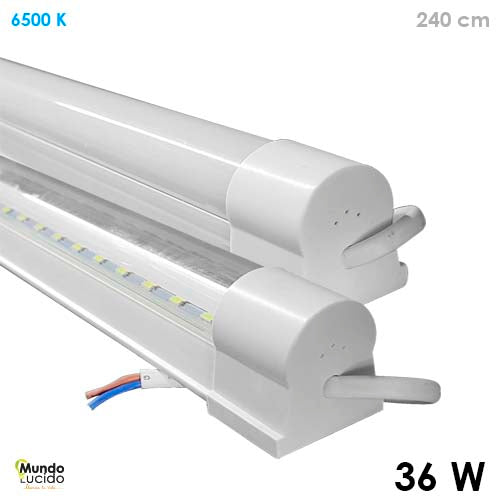 TUBO LED REGLETA PLASTICA LUZ FRIA TRANSPARENTE 36W 127V 2400LM 65K