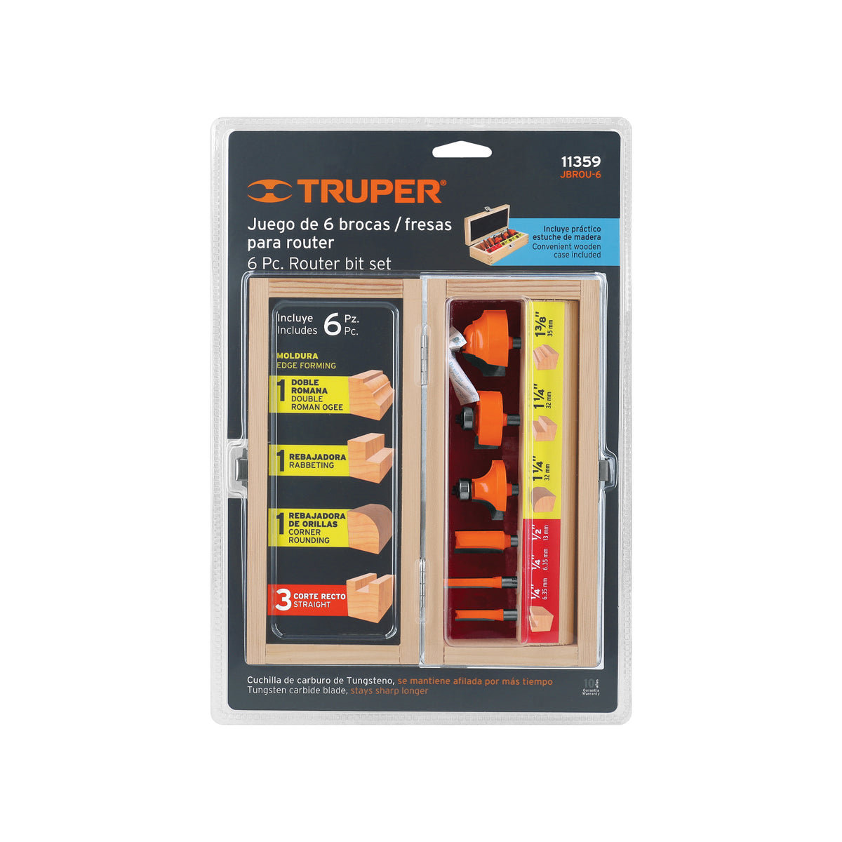 Juego de 6 brocas para router, TRUPER — foto oficial 2