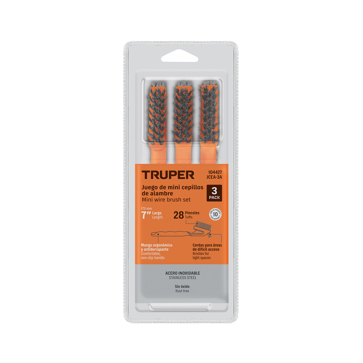 Juego de 3 minicepillos, 28 pinceles acero inoxidable,TRUPER — foto oficial 2