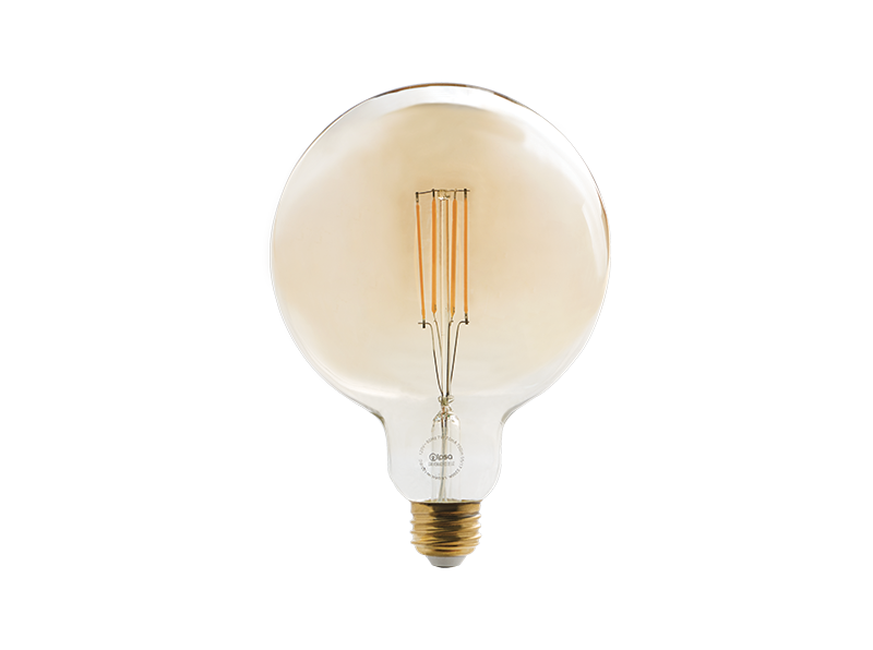 LAMPARA LED 7W GLOBO FILAMENTO led DIMEABLE E26 CALIDO IPSA G125 Vintage Calido Humo Ambar