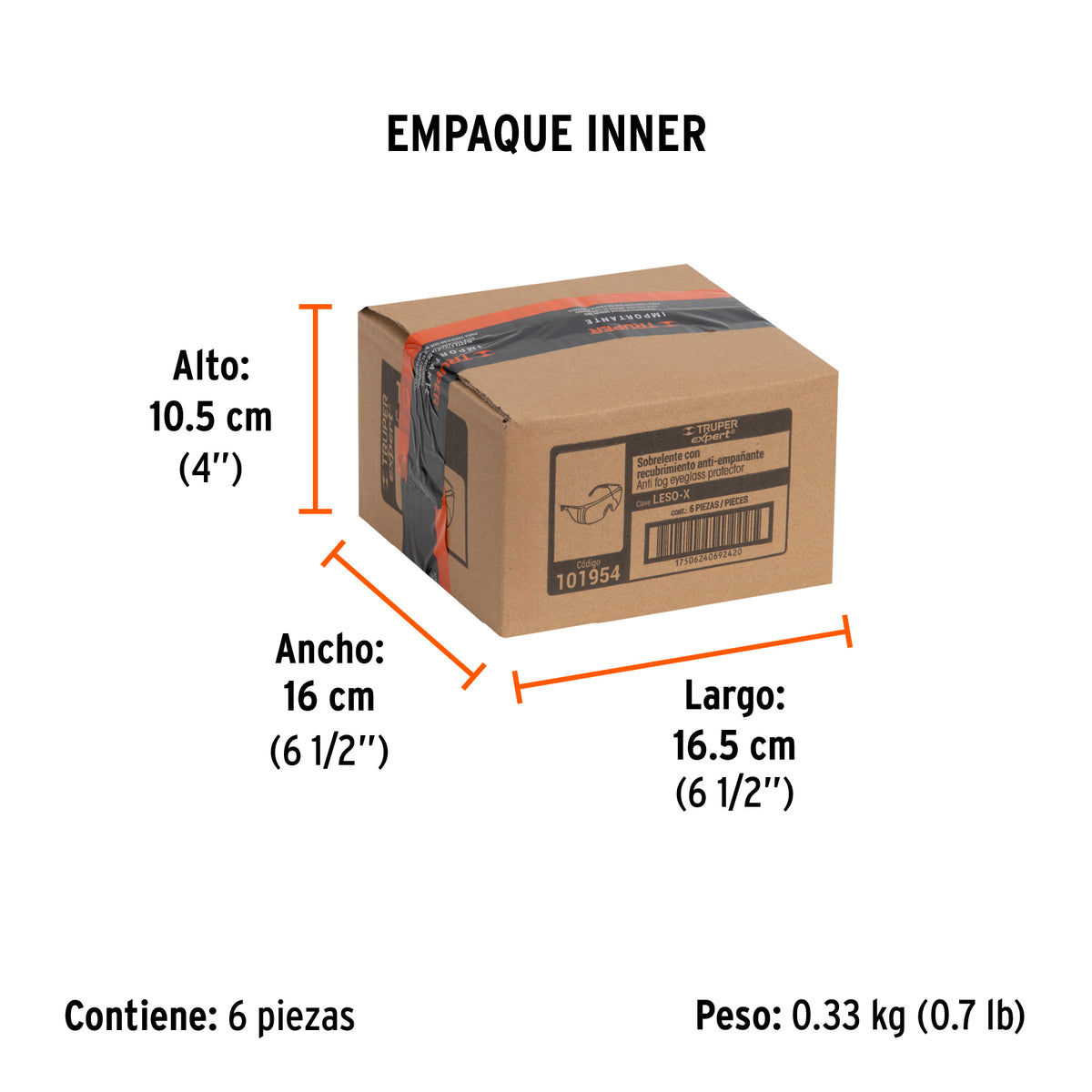 Sobrelente de seguridad claros con antiempaño, TRUPER EXPERT, Expert, SKU 101954 — vista 6