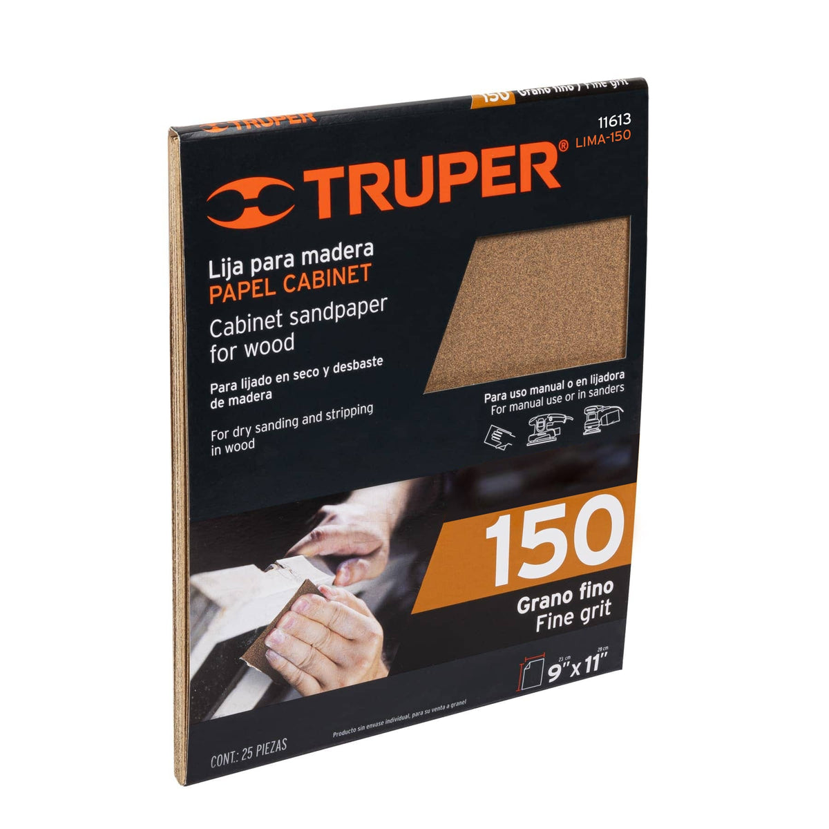 Lija para madera papel cabinet, grano 150, TRUPER — foto oficial 2