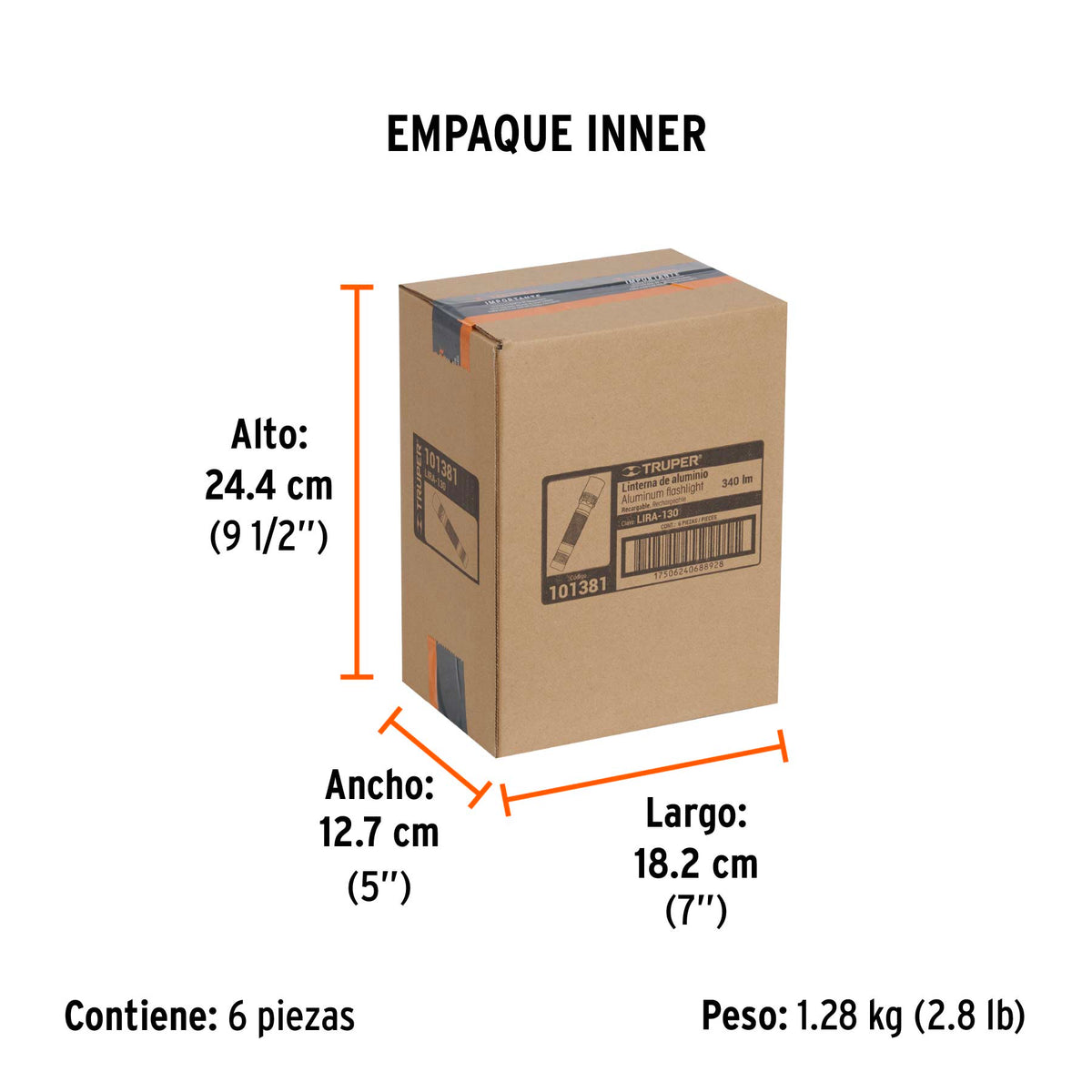 Linterna LED recargable, de aluminio, 340 lm, TRUPER, Truper, SKU 101381 — vista 6