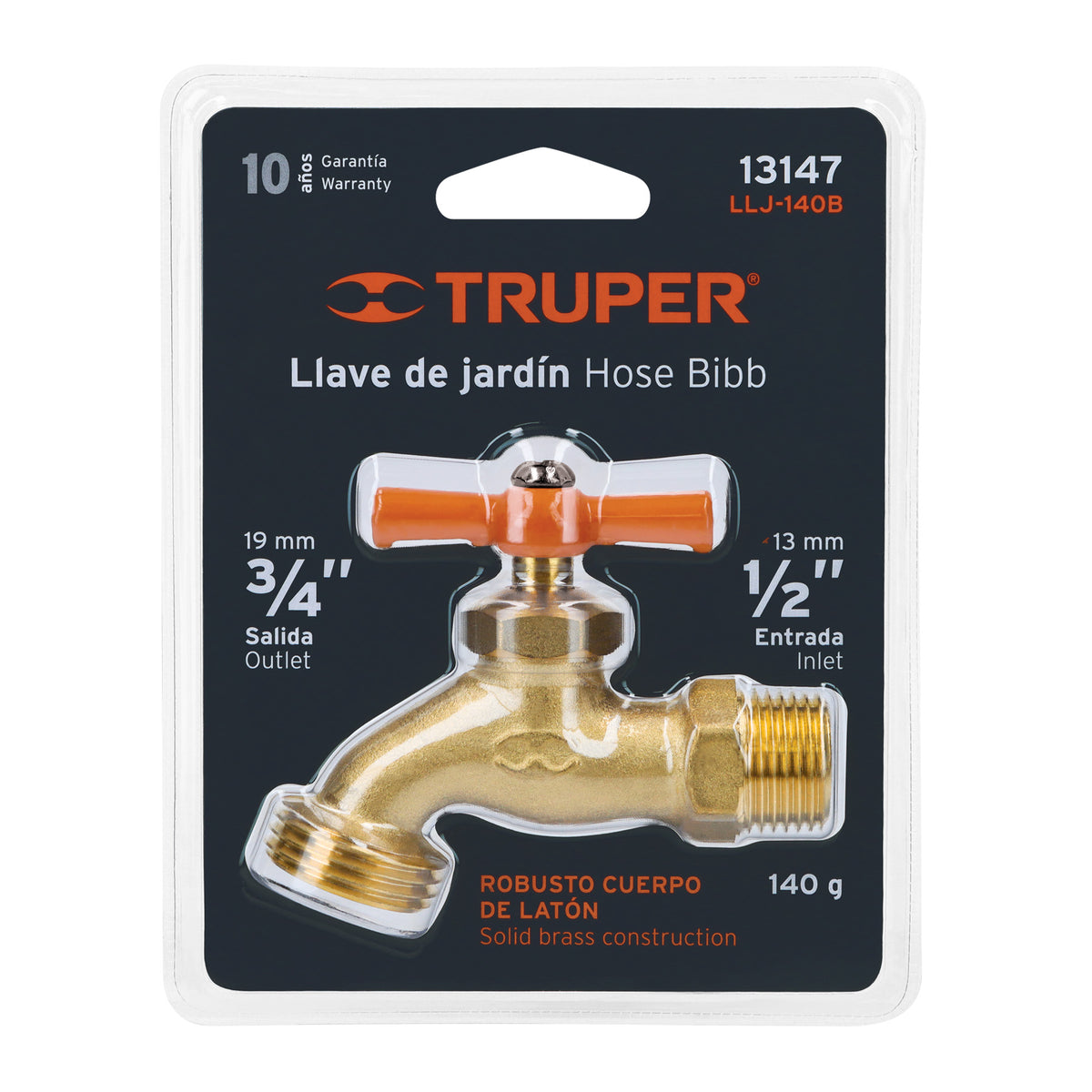 Llave p/manguera de latón 140g 1/2' blíster TRUPER — foto oficial 1