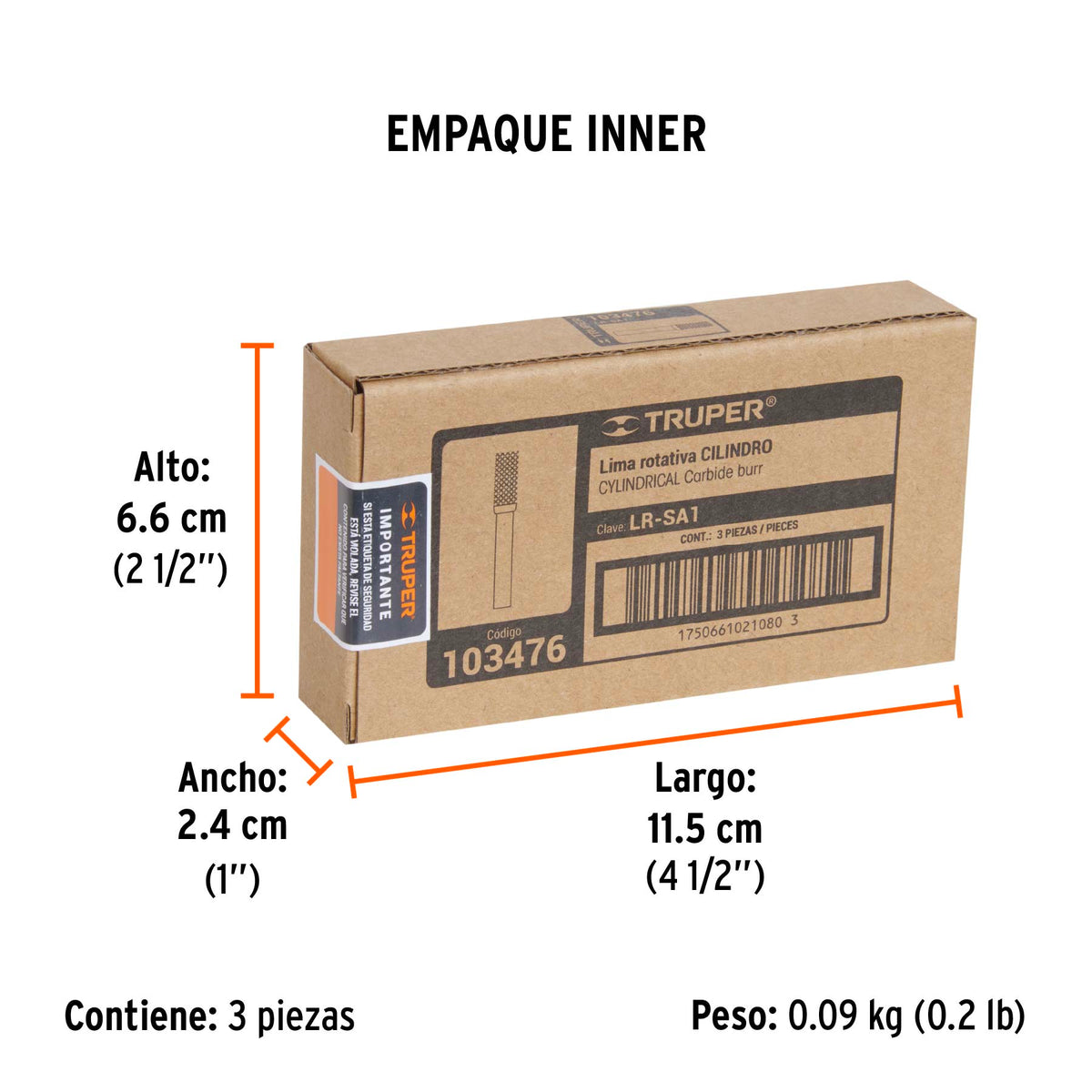Lima rotativa punta cilindro, 10 mm, TRUPER, Truper, SKU 103476 — vista 6