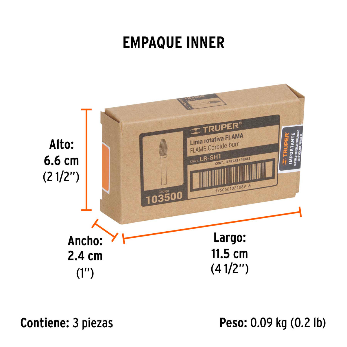 Lima rotativa punta flama, 6 mm, TRUPER, Truper, SKU 103500 — vista 6