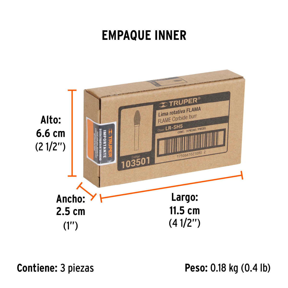 Lima rotativa punta flama, 13 mm, TRUPER, Truper, SKU 103501 — vista 6
