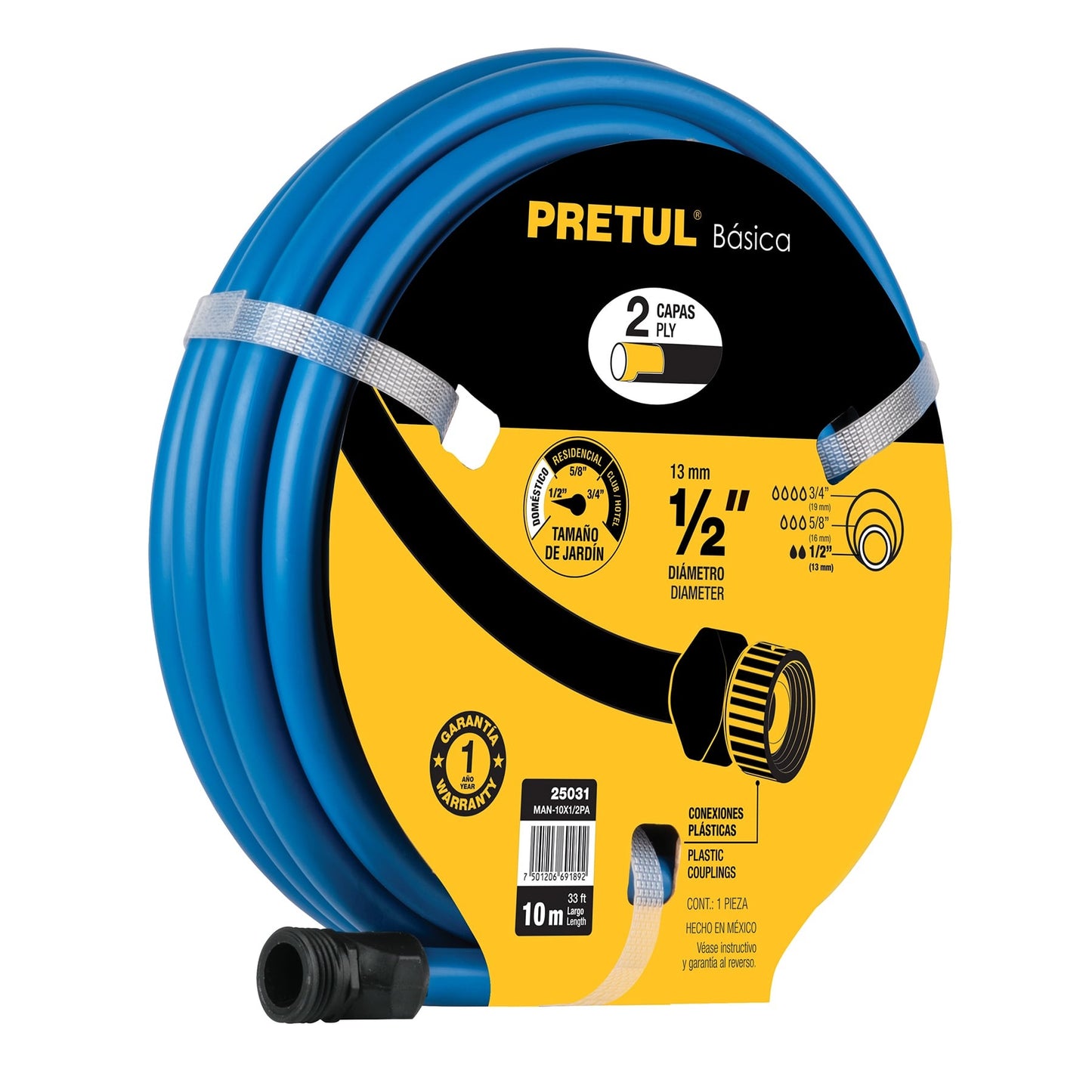 MANGUERA AZUL 1/2" 3 CAPAS 10M PRETUL 25031 MAN-10X1/2PA
