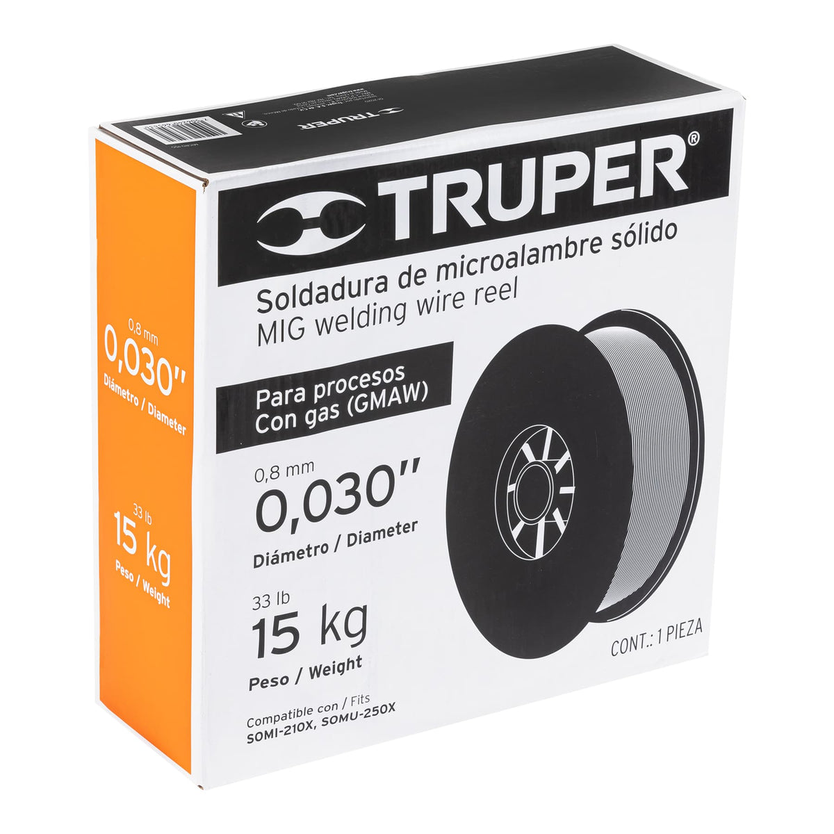 Caja 15 kg de microalambre sólido con gas .030' TRUPER — foto oficial 2