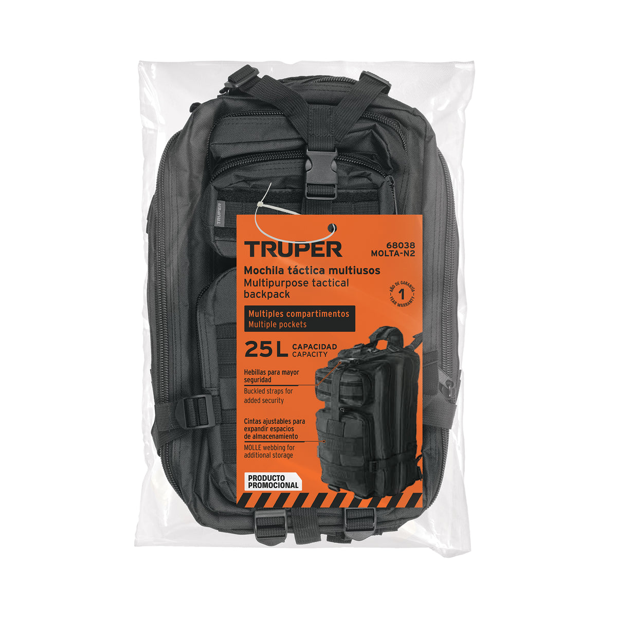 Mochila táctica negra, TRUPER — foto oficial 2