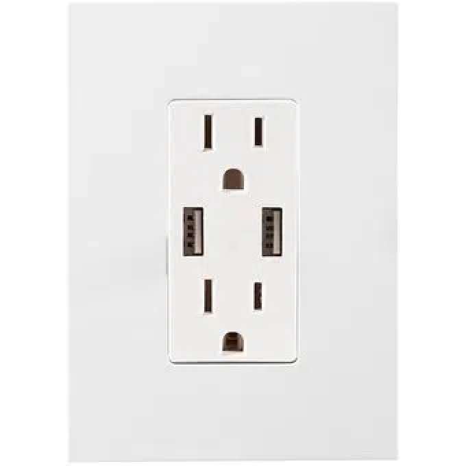 CONTACTO CON 2 PUERTOS USB Y TAPA BLANCA