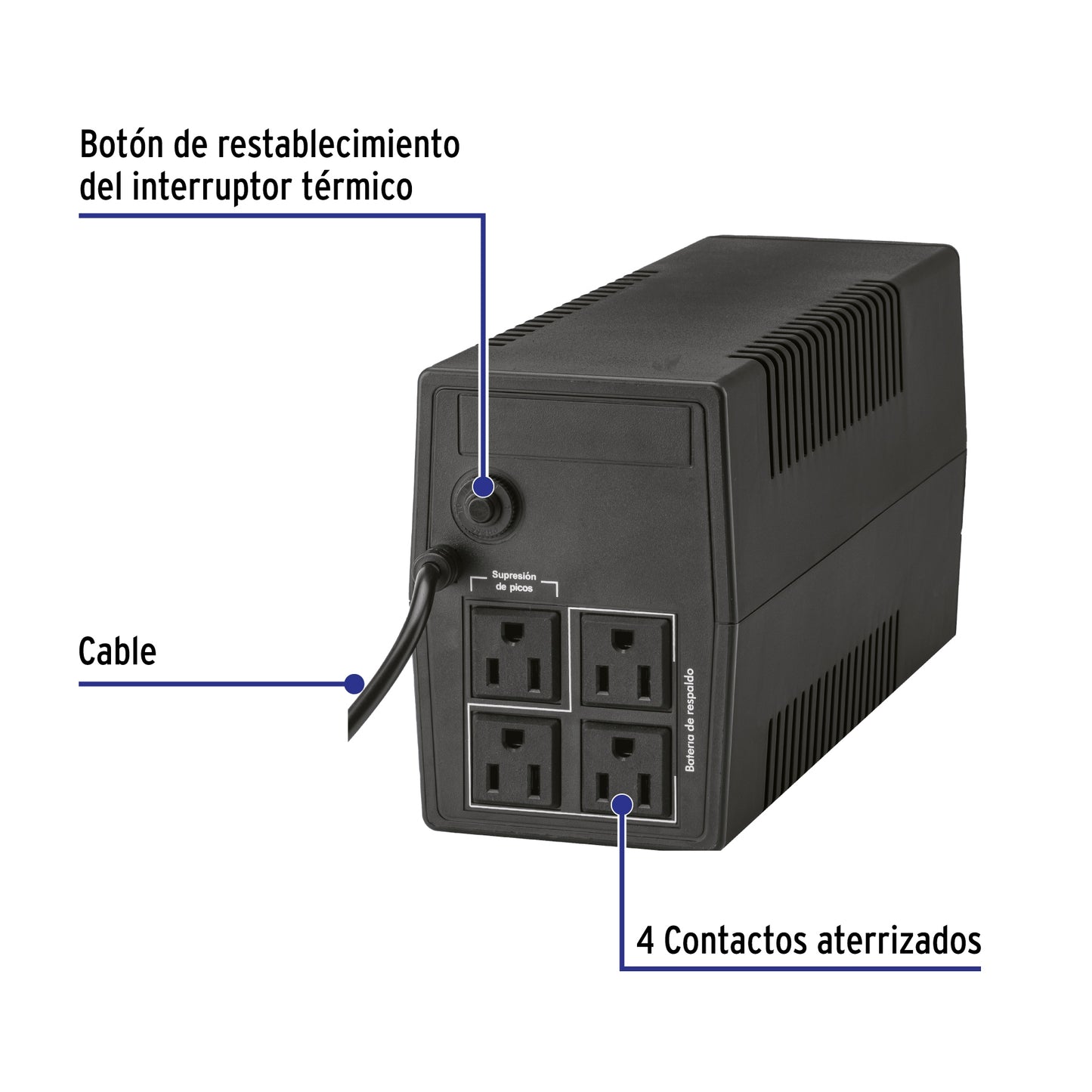 REGULADOR DE VOLTAJE NO BREAK 500VA / 240W 4 CONTACTOS