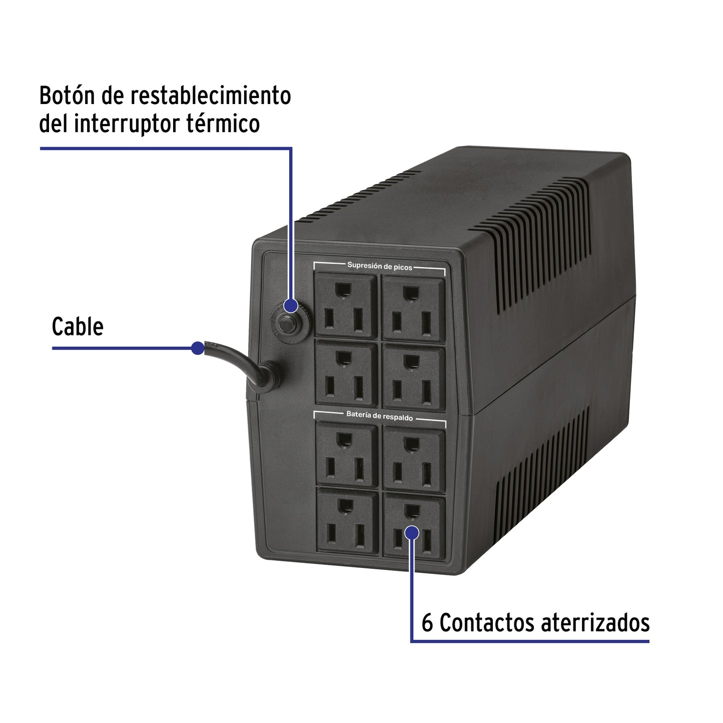 NO BREAK 900VA 480W 8 CONTACTOS VOLTECK 49842 NB-900