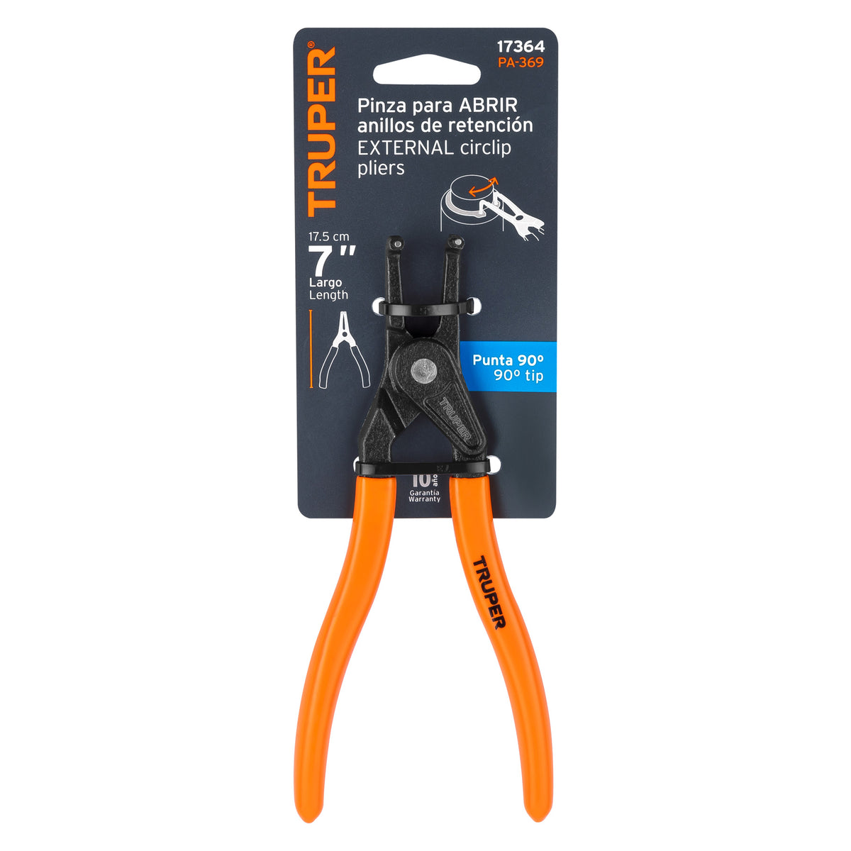 Pinza punta a 90° 6-3/4' para abrir anillos mango de PVC — foto oficial 2