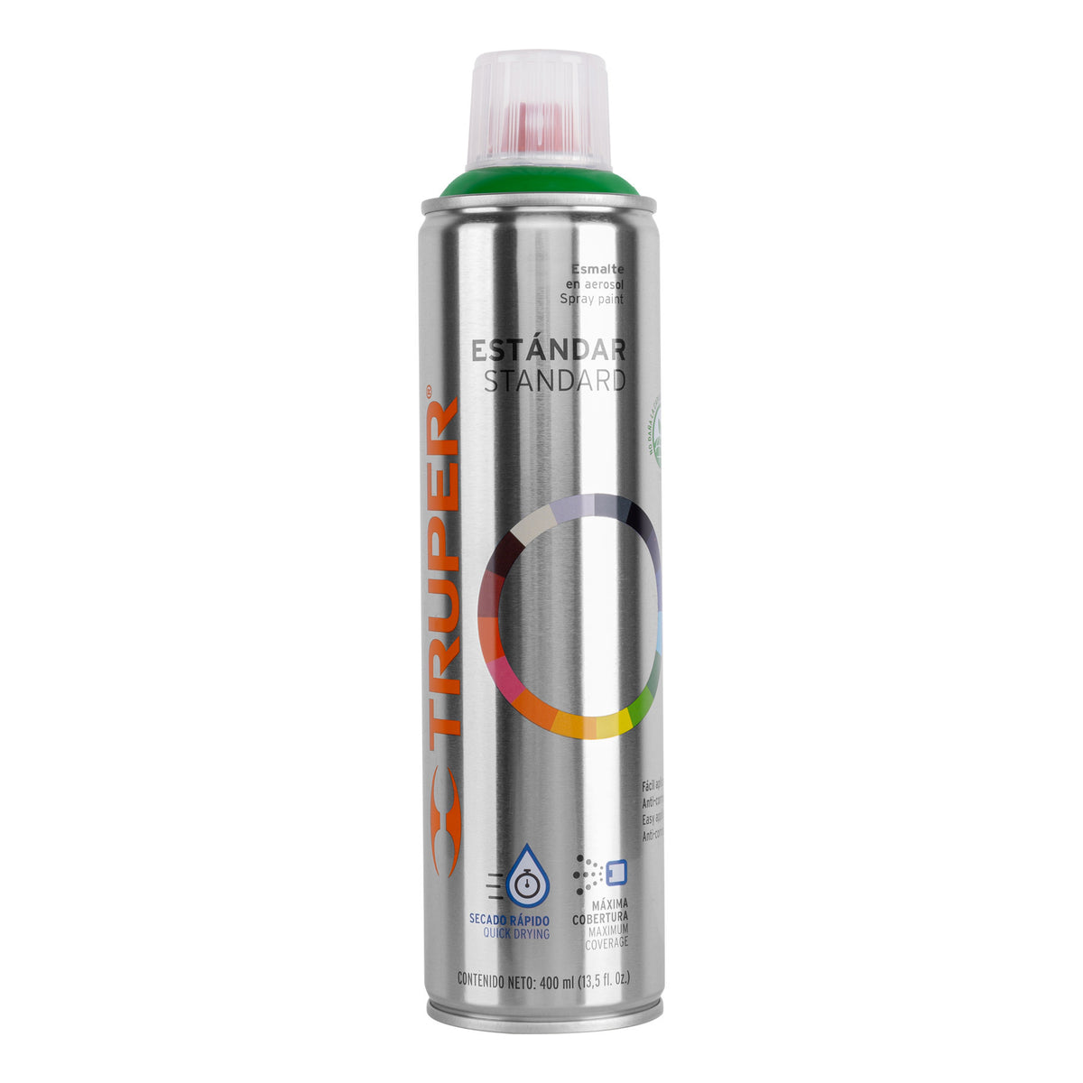 Pintura aerosol verde ecológico bote esbelto 400 ml TRUPER — foto oficial 1